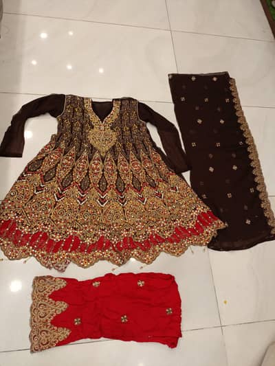 Short Frauk With Trouser And Double Side Dupatta