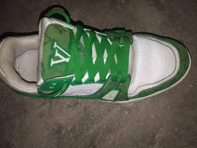 Louis Vuitton shoes white and green color