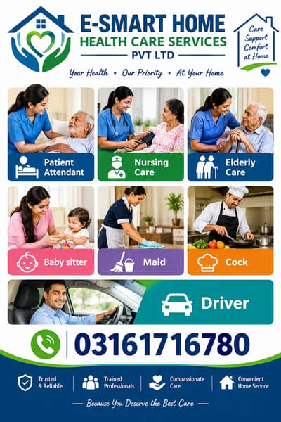 Babysitter, Patient Care, Nurse Staff, Driver, Chef, Cook