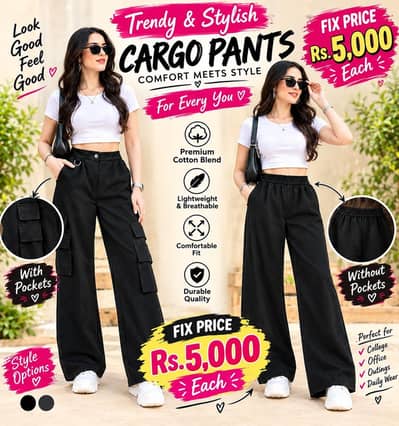 Premium Black Cargo & Wide-Leg Pants | Stylish & Trendy Collection