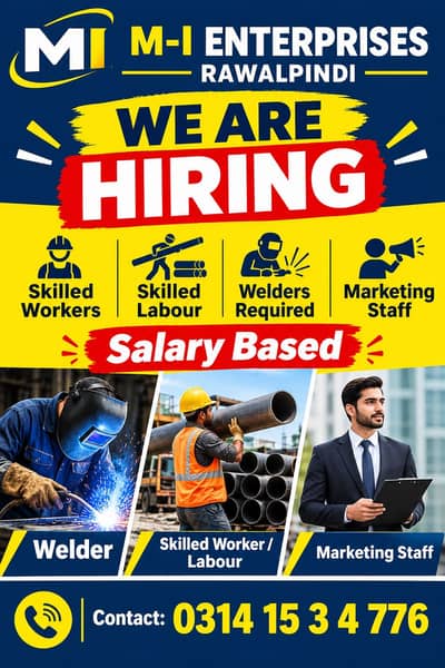 Labour service required/welder service nd marketing  at Mi Iron Rwp