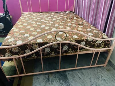 Iron double bed with spring Mattress
