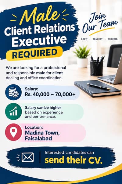 Male Client Relations Executive Required