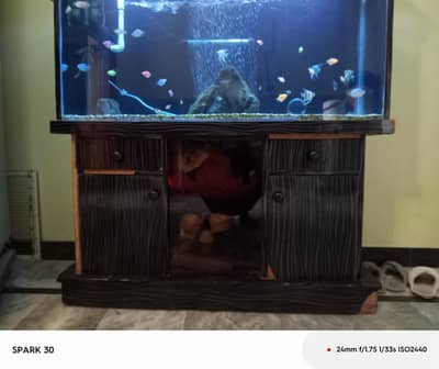 VIP LUXURY Aquarium Fish Tank with Stylish Wooden Cabinet