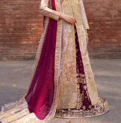 Long open shirt with lehenga