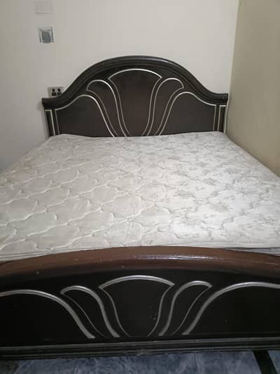 Wooden Double Bed for Sale – Good Condition | Mattress Included