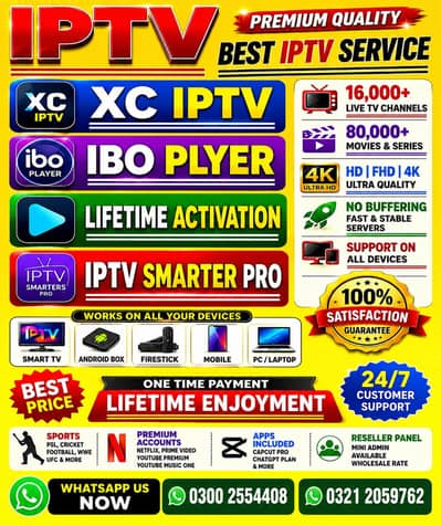 All IPTV server avlible or All paid player avlible whatsapp03212059762