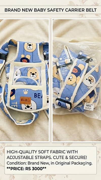 Cute Bear Print Baby Safety Carrier Belt / Baby Holder - Brand New