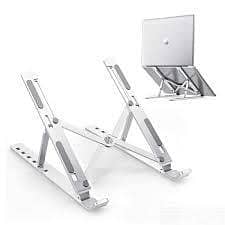 Metal Laptop Stand | Portable Aluminum Folding Adjustable Laptop Stand, Compatible with All Laptops (up to 15.6 inches