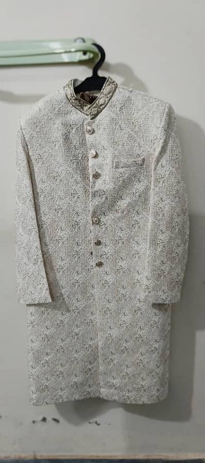 Men's White Sherwani Wedding Groom Outfit Pakistan Traditional Dress