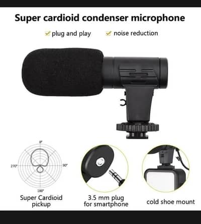 Ay_49 vloggers kit with mic light tripod remote black