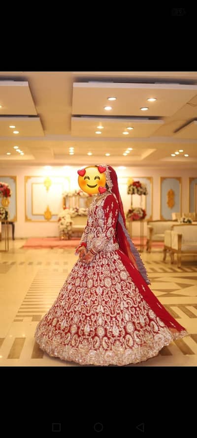 heavy red bridal lehenga. zardozi work. 1 time used full flare