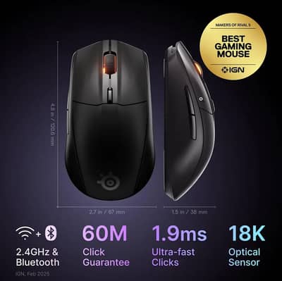 SteelSeries Rival 3 Wireless Gen 2 Gaming Mouse (Best Gaming mouse)