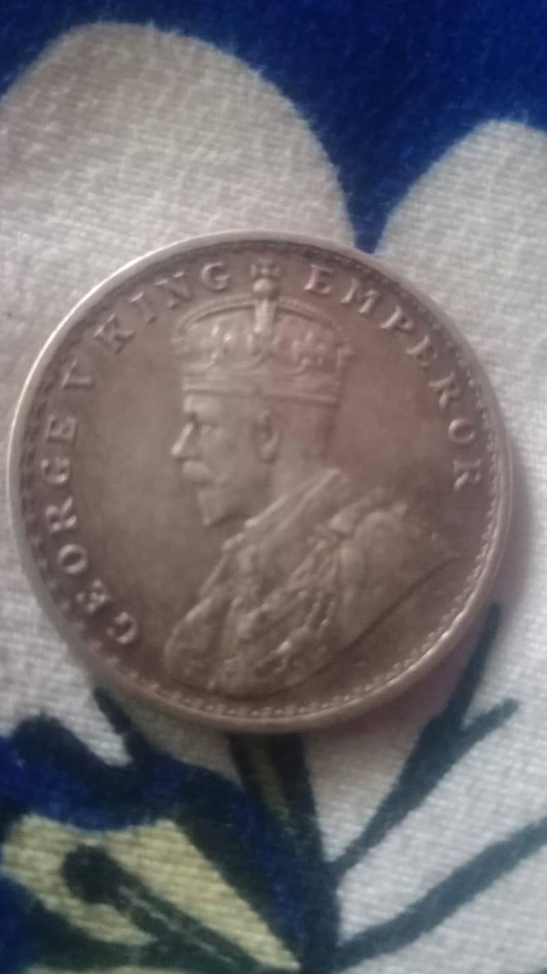 1917 British India Silver 1 Rupee Coin - George V - Original 0