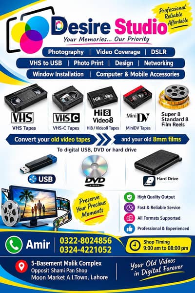 VHS VCR vhsc hi8 dv DVD  to digital  USB full HD