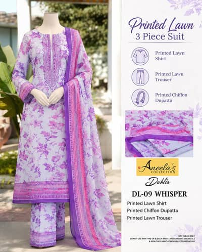 Premium Purple Printed Lawn 3 Piece Suit