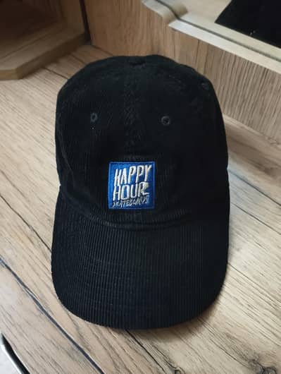 Happy Hour Skateboards Black Corduroy Box Logo Cap