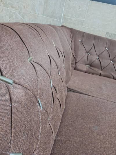 L Shaped  8 Seater Brown Sofa Set
