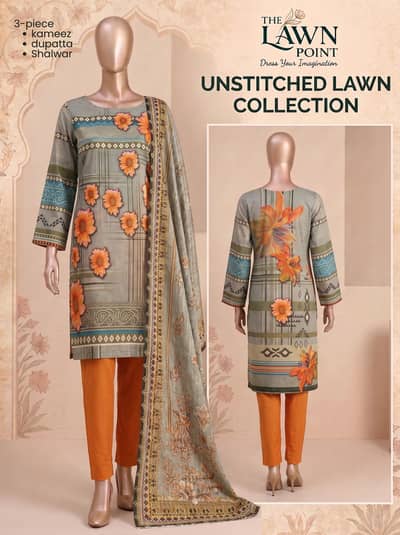 The Lawn Point - Premium Unstitched 3-Piece Lawn Collection