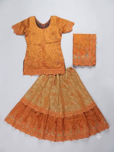Heavy Yellow / Orange Mayun & Mehndi Bridal Lehenga Dress