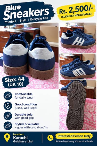 Blue Sneakers 44 Size