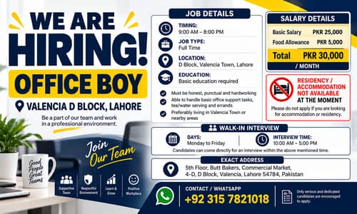 Office Boy Required – Full Time