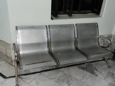 3 Seater Stainless Steel Waiting Chair | Office/Clinic Sofa