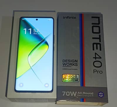 Infinix Note 40 Pro 12+12/256GB Lush Condition Genion Box & Data Cable