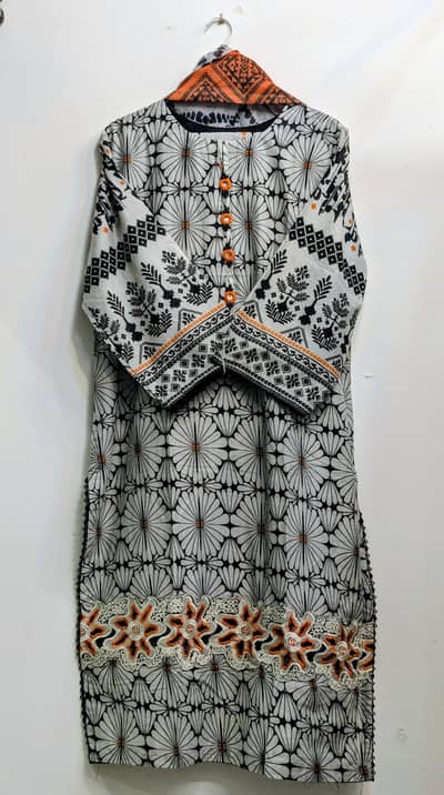 Lawn 3 piece Suit, Printed Dupatta, Printed Trouser