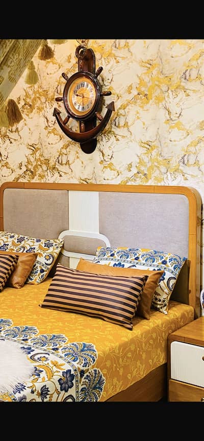 King size brand ne solid wood bed and side tables dressing