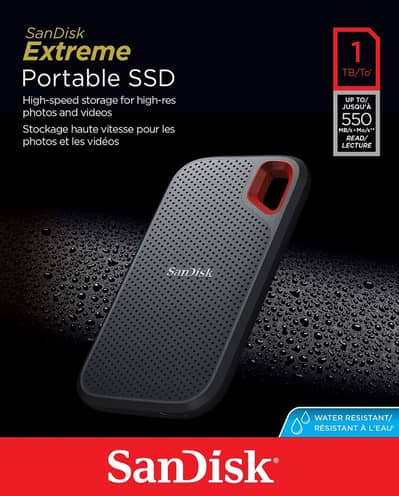 Sandisk 1TB Extreme Portable SSD, Up to 1050MB/s Read Speeds (Old Mode
