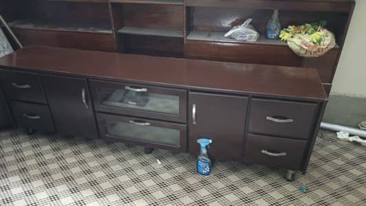 TV CONSOLE + CORNER SHOW CASE + SEATY