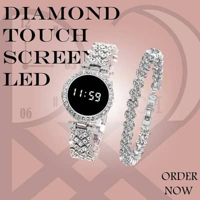 Diamond Touch Screen LED Watch for Ladies Jewelry For Girls