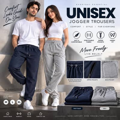 Unisex Terry Trouser | Casual Trousers with Zipper with Back Pocket