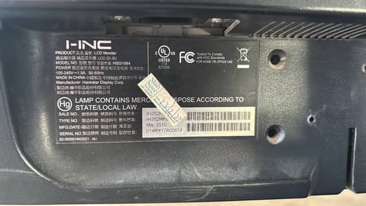 LENOVO I-INC LCD 25 Inches.