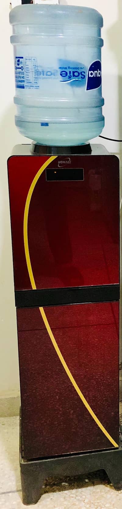 Homage Water Dispenser with Fridge (3 Taps) - Red Glass Door