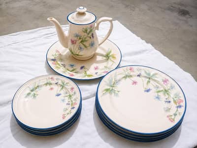 Beautiful Vintage Crockery Tea Set – Teapot + 12 Plates