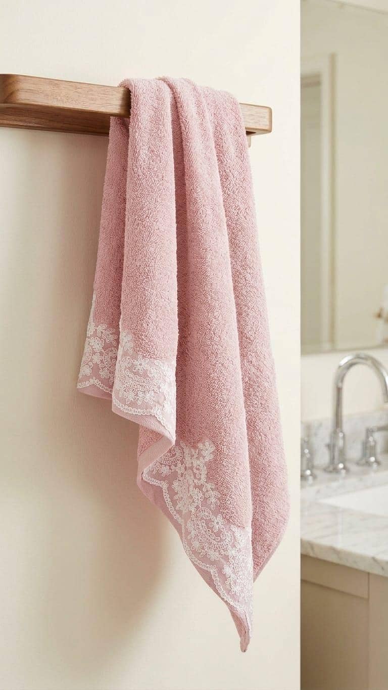 Title: Aurelle Textures – Premium 500 GSM Embroidered Lace Towel 3