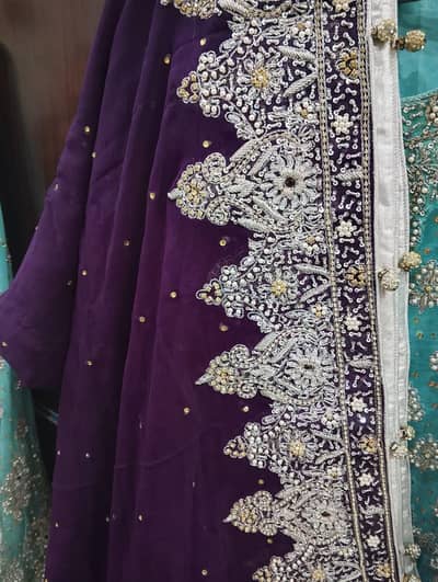 Elegant heavy embroidery teal 3piece suit for sale