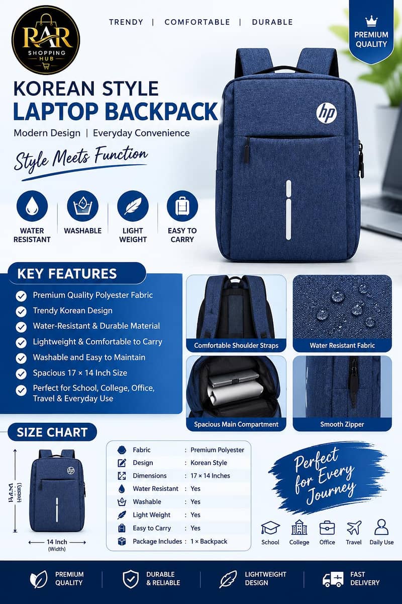 Korean Style Polyester Backpack 0
