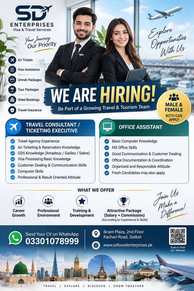 Travel Consultant / Ticketing Executive & Office Assistant Required