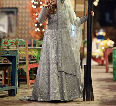 bridal lehenga in gray color
