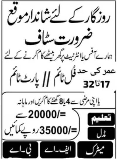 03244729163. male and female staff required