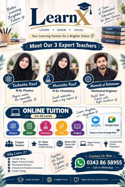 Expert Online Tuition - Matric, Inter & Primary (LearnX Academy)