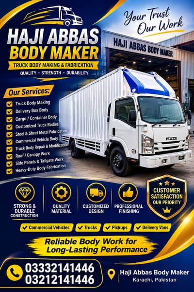 Truck Body Maker Karachi, Delivery Box Body, Cargo Body