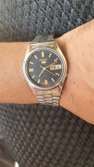 seiko 5 automatic black dial all original japan watch