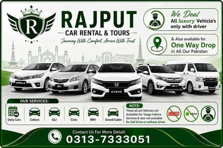 Rent A Car Tours Coaster Grand Cabin BRV Prado V8 Car Rental Islamabad