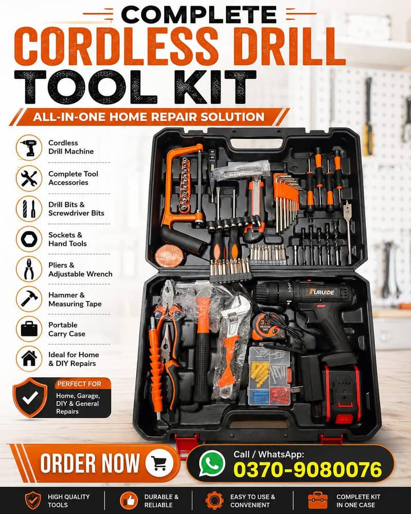 cordless drill machine with tools 1
