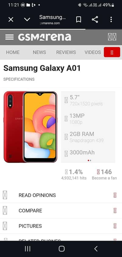 Samsung Mobile A01 2gb 16gb