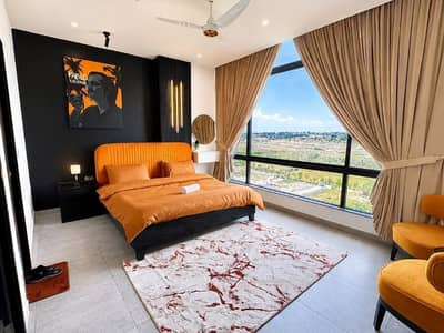 Daily basis weekly basis one bedroom fully furnished luxury apartments available for rent Gulberg greens Islamabad project in Sky Park One,